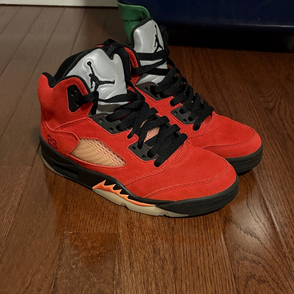 Jordan Kids Sneakers Red and Black with Silver Accents